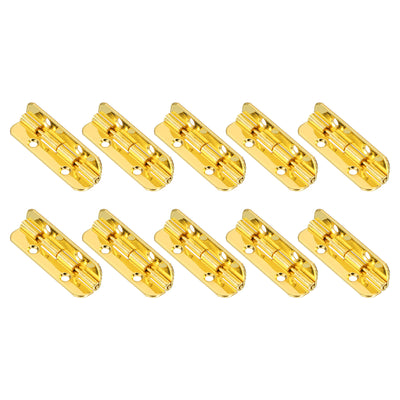 Harfington Uxcell Mini Oval Hinges, 90 Degree Long Folding Butt Hinges, Jewelry Gift Box Hinge, Cabinet Gate Door Hinge with Screws, 40x10mm Gold, 10 Pcs