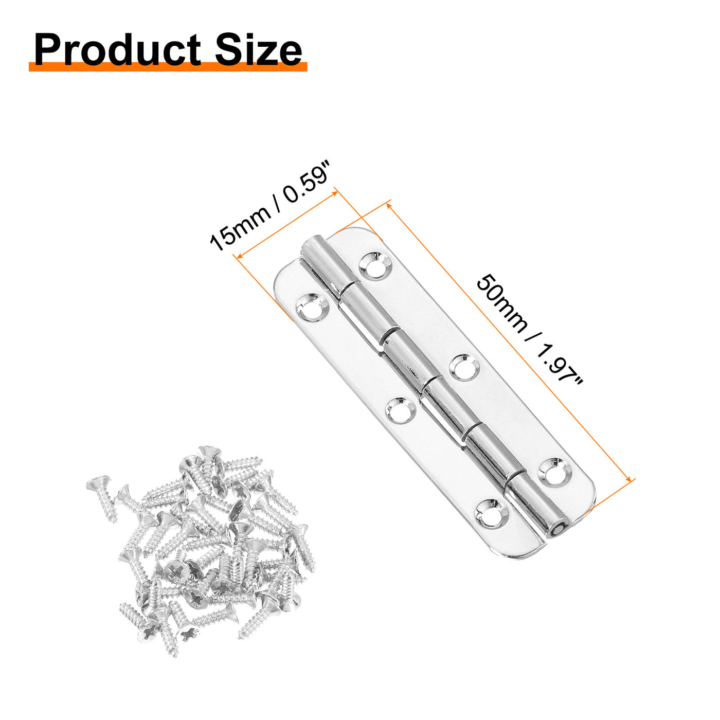 uxcell Uxcell Mini Oval Scharniere, 180 Grad Lange Faltbare Butt Scharniere, Schmuckschatulle Scharnier, Schrank Tor Türscharnier mit Schrauben, 50x15mm Nickel, 12 Stück