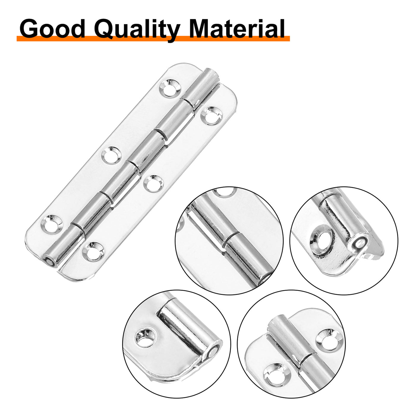 uxcell Uxcell Mini Oval Hinges, 180 Degree Long Folding Butt Hinges, Jewelry Gift Box Hinge, Cabinet Gate Door Hinge with Screws, 50x15mm Nickel, 24 Pcs