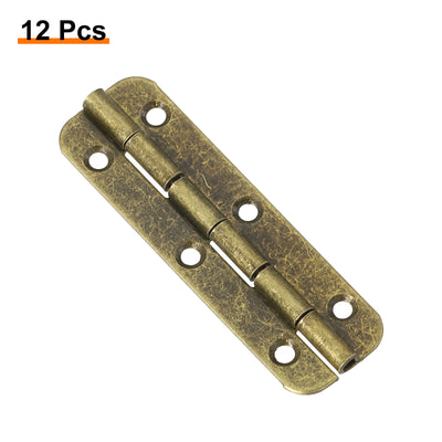 Harfington Uxcell Mini Oval Hinges, 180 Degree Long Folding Butt Hinges, Jewelry Gift Box Hinge, Cabinet Gate Door Hinge with Screws, 50x15mm Bronze, 12 Pcs