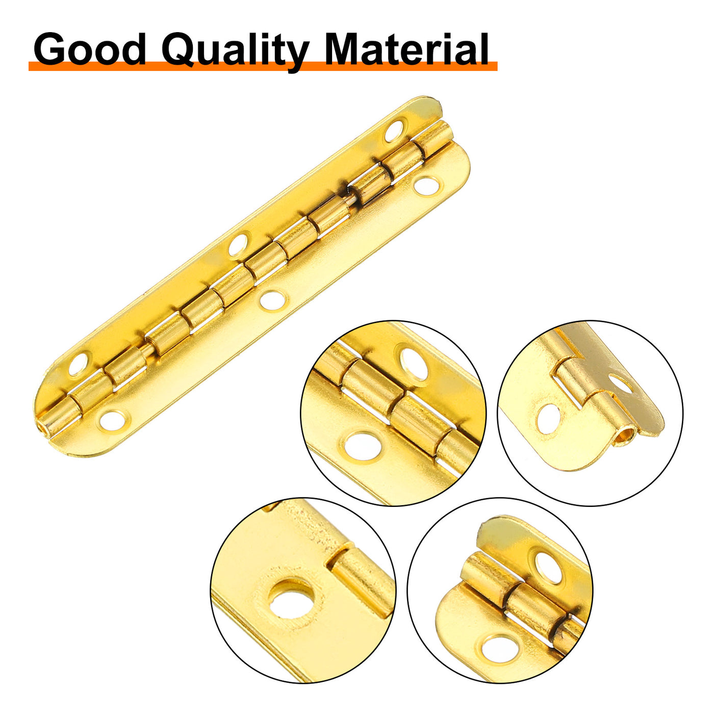 uxcell Uxcell Mini Oval Hinges, 90 Degree Long Folding Butt Hinges, Jewelry Gift Box Hinge, Cabinet Gate Door Hinge with Screws, 65x9mm Gold, 10 Pcs