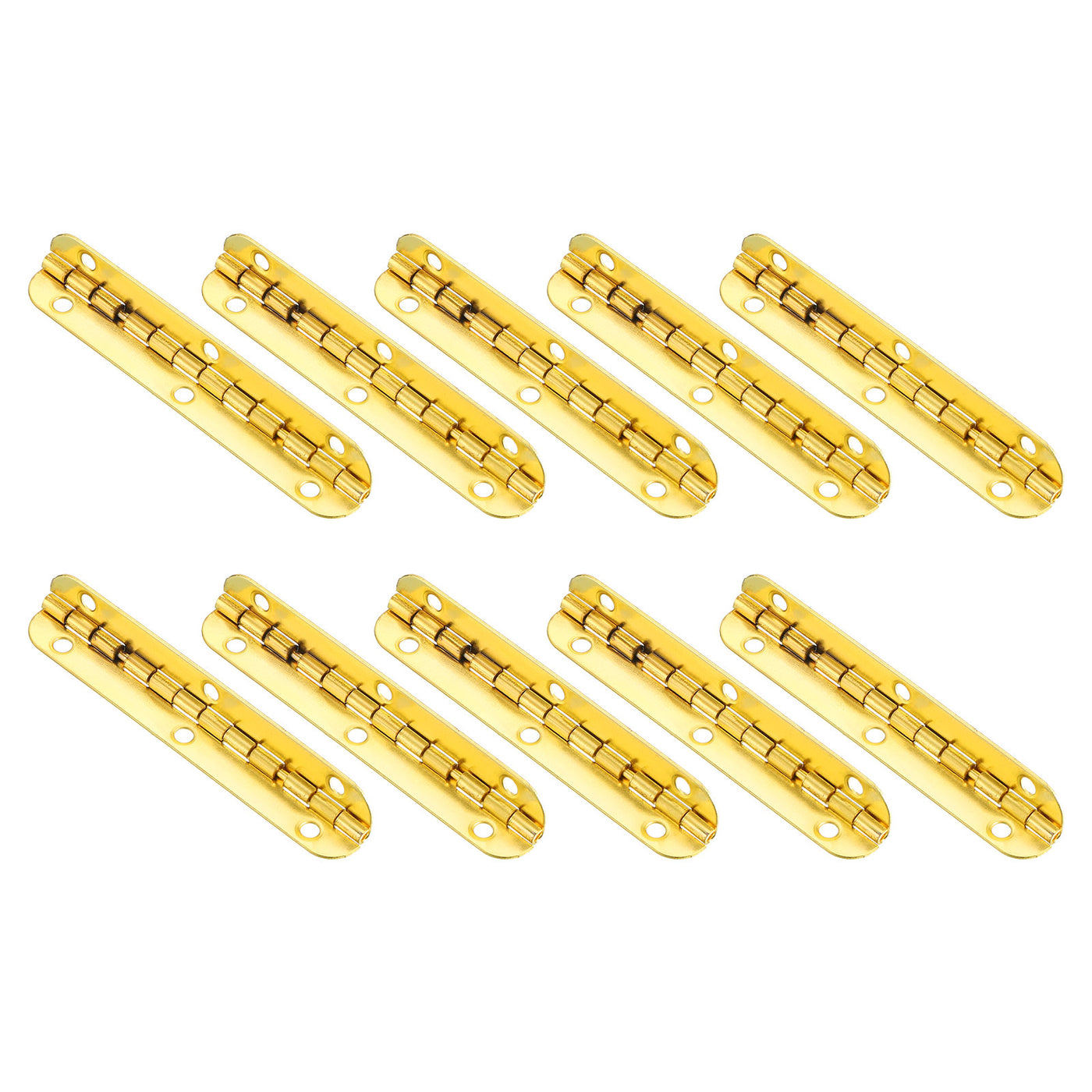 uxcell Uxcell Mini Oval Hinges, 90 Degree Long Folding Butt Hinges, Jewelry Gift Box Hinge, Cabinet Gate Door Hinge with Screws, 65x9mm Gold, 10 Pcs