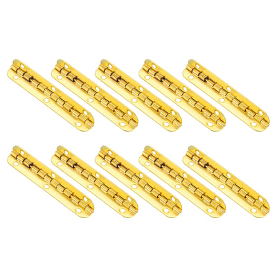 Harfington Uxcell Mini Oval Hinges, 90 Degree Long Folding Butt Hinges, Jewelry Gift Box Hinge, Cabinet Gate Door Hinge with Screws, 65x9mm Gold, 10 Pcs