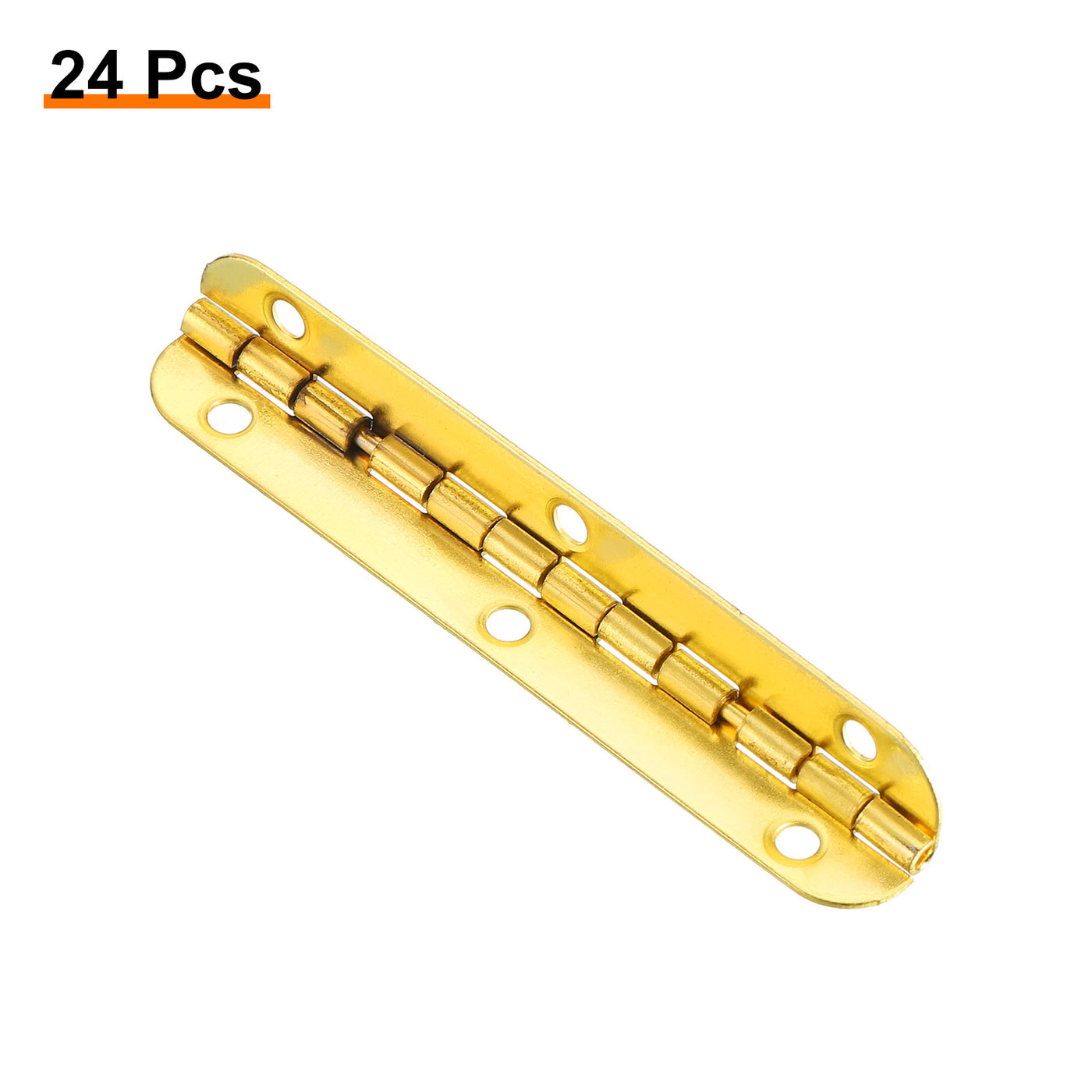 uxcell Uxcell Mini Oval Hinges, 90 Degree Long Folding Butt Hinges, Jewelry Gift Box Hinge, Cabinet Gate Door Hinge with Screws, 65x9mm Gold, 24 Pcs