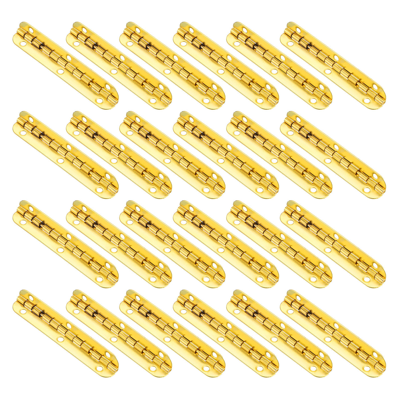 uxcell Uxcell Mini Oval Hinges, 90 Degree Long Folding Butt Hinges, Jewelry Gift Box Hinge, Cabinet Gate Door Hinge with Screws, 65x9mm Gold, 24 Pcs