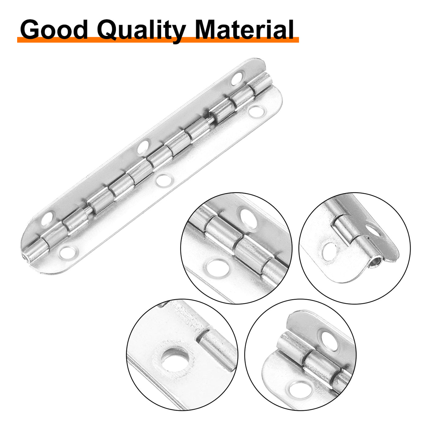 uxcell Uxcell Mini Oval Hinges, 90 Degree Long Folding Butt Hinges, Jewelry Gift Box Hinge, Cabinet Gate Door Hinge with Screws, 65x9mm Silver, 10 Pcs