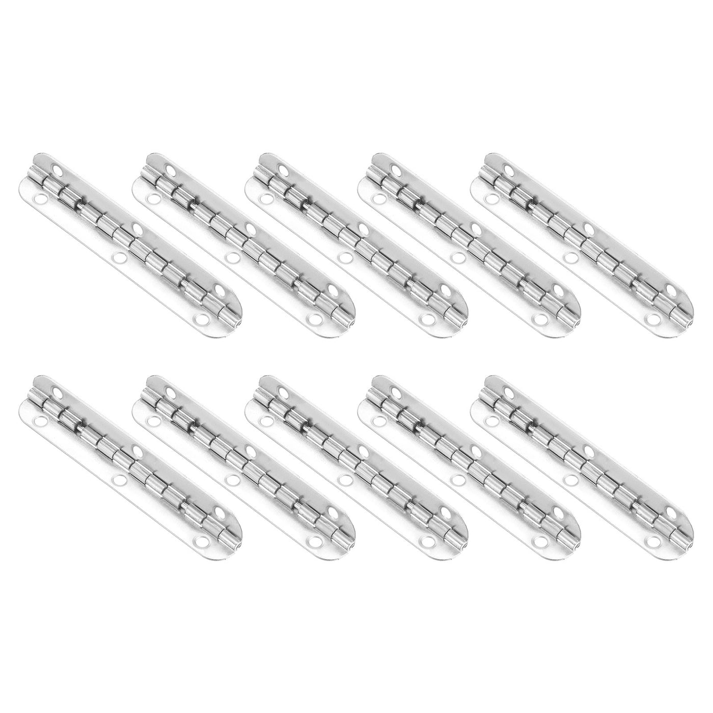 uxcell Uxcell Mini Oval Hinges, 90 Degree Long Folding Butt Hinges, Jewelry Gift Box Hinge, Cabinet Gate Door Hinge with Screws, 65x9mm Silver, 10 Pcs