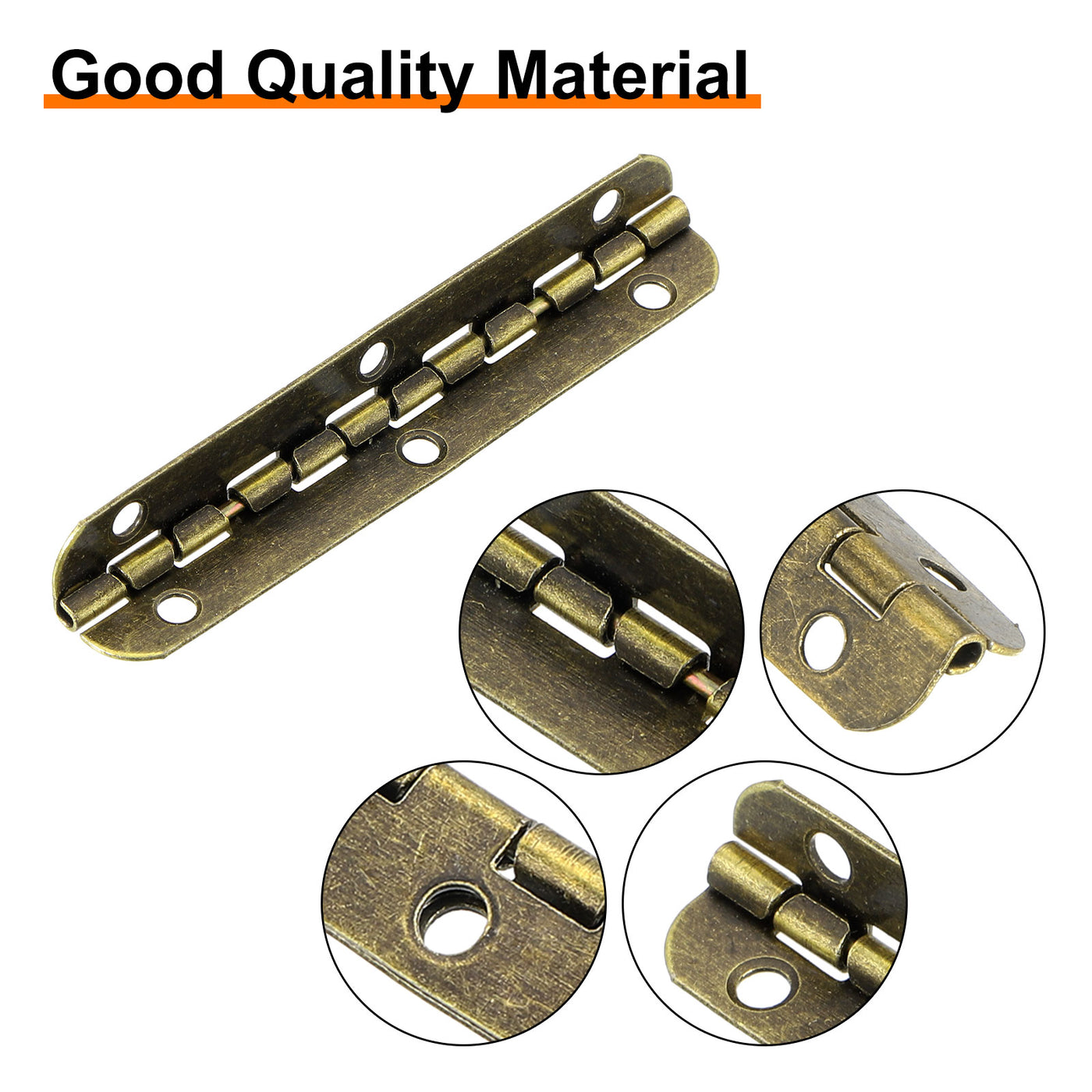 uxcell Uxcell Mini Oval Hinges, 90 Degree Long Folding Butt Hinges, Jewelry Gift Box Hinge, Cabinet Gate Door Hinge with Screws, 65x9mm Bronze, 10 Pcs