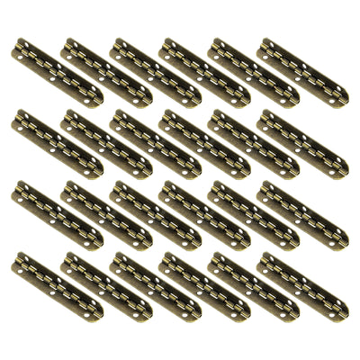 Harfington Uxcell Mini Oval Hinges, 90 Degree Long Folding Butt Hinges, Jewelry Gift Box Hinge, Cabinet Gate Door Hinge with Screws, 65x9mm Bronze, 24 Pcs