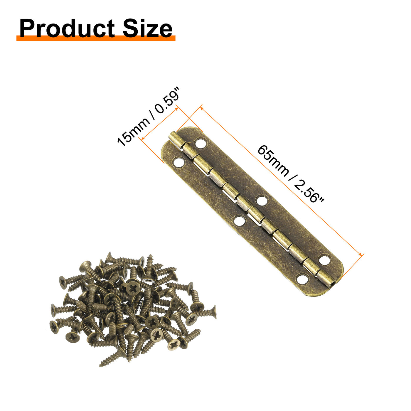 uxcell Uxcell Mini Oval Hinges, 180 Degree Long Folding Butt Hinges, Jewelry Gift Box Hinge, Cabinet Gate Door Hinge with Screws, 65x15mm Bronze, 12 Pcs