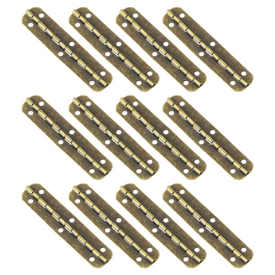 Harfington Uxcell Mini Oval Hinges, 180 Degree Long Folding Butt Hinges, Jewelry Gift Box Hinge, Cabinet Gate Door Hinge with Screws, 65x15mm Bronze, 12 Pcs