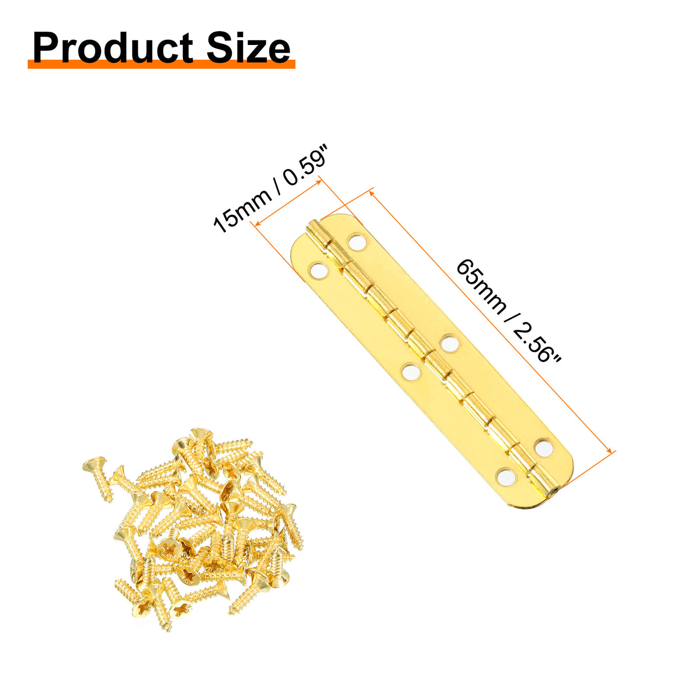 uxcell Uxcell Mini Oval Hinges, 180 Degree Long Folding Butt Hinges, Jewelry Gift Box Hinge, Cabinet Gate Door Hinge with Screws, 65x15mm Gold, 12 Pcs