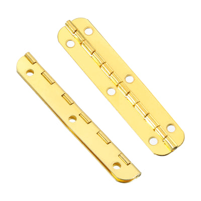 Harfington Uxcell Mini Oval Hinges, 180 Degree Long Folding Butt Hinges, Jewelry Gift Box Hinge, Cabinet Gate Door Hinge with Screws, 65x15mm Gold, 12 Pcs