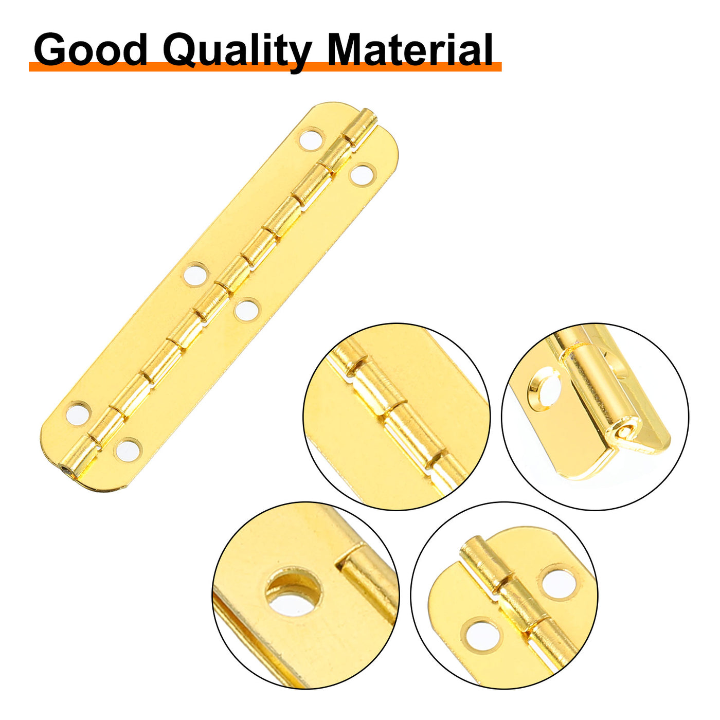 uxcell Uxcell Mini Oval Hinges, 180 Degree Long Folding Butt Hinges, Jewelry Gift Box Hinge, Cabinet Gate Door Hinge with Screws, 65x15mm Gold, 12 Pcs