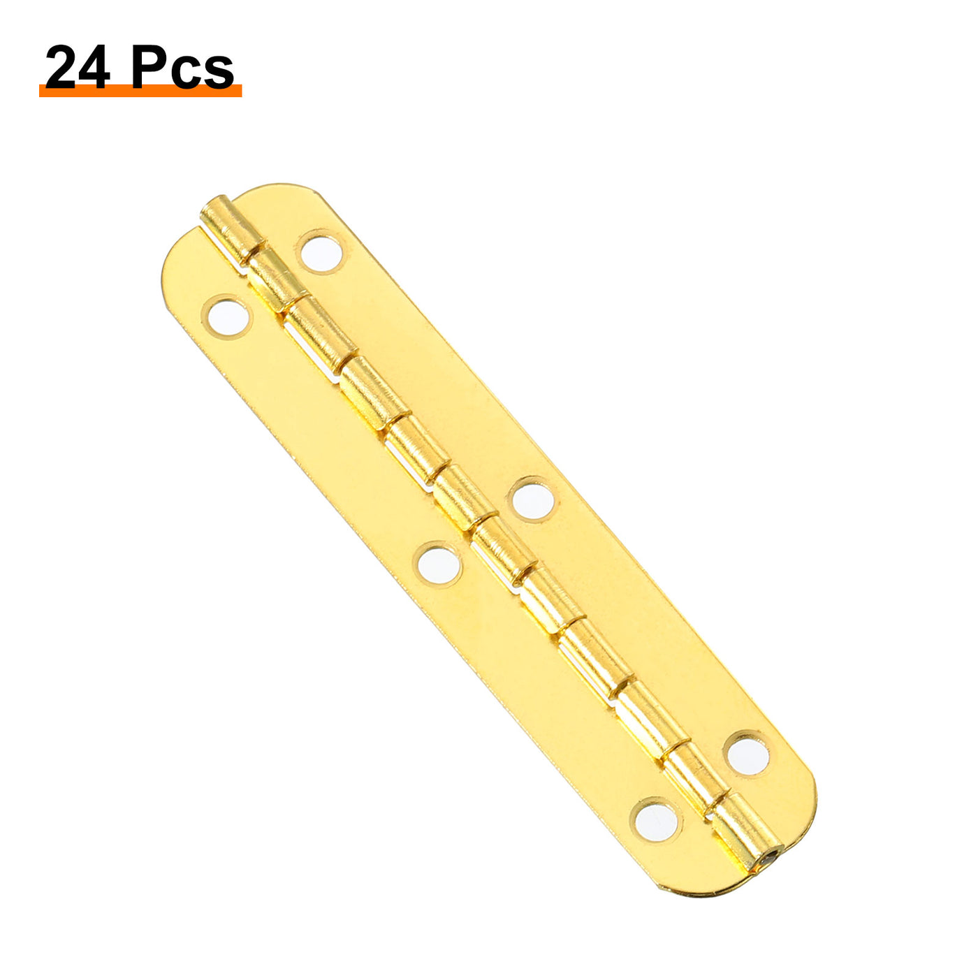 uxcell Uxcell Mini Oval Hinges, 180 Degree Long Folding Butt Hinges, Jewelry Gift Box Hinge, Cabinet Gate Door Hinge with Screws, 65x15mm Gold, 24 Pcs