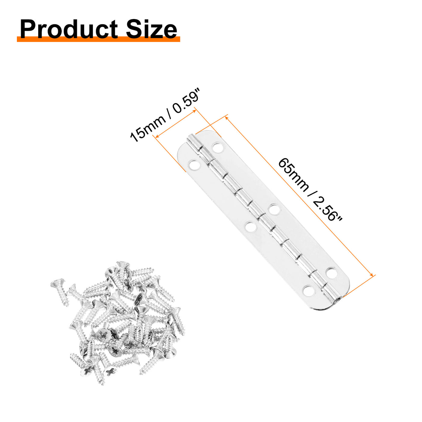 uxcell Uxcell Mini Oval Hinges, 180 Degree Long Folding Butt Hinges, Jewelry Gift Box Hinge, Cabinet Gate Door Hinge with Screws, 65x15mm White Nickel, 12 Pcs