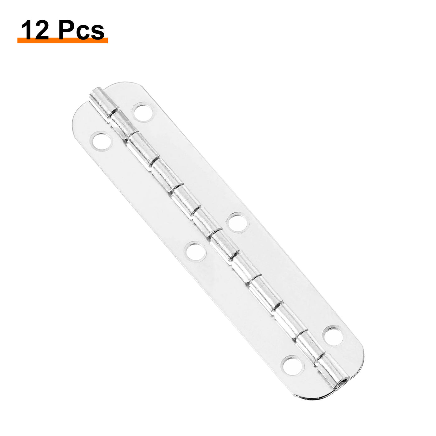 uxcell Uxcell Mini Oval Hinges, 180 Degree Long Folding Butt Hinges, Jewelry Gift Box Hinge, Cabinet Gate Door Hinge with Screws, 65x15mm White Nickel, 12 Pcs