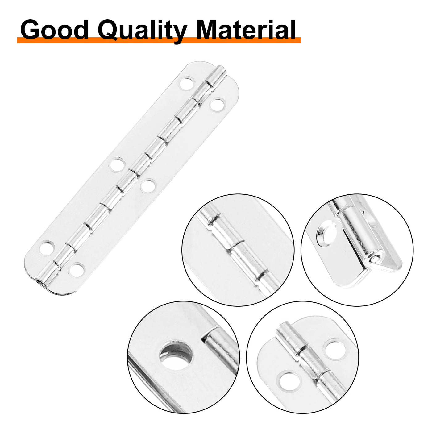 uxcell Uxcell Mini Oval Hinges, 180 Degree Long Folding Butt Hinges, Jewelry Gift Box Hinge, Cabinet Gate Door Hinge with Screws, 65x15mm White Nickel, 12 Pcs