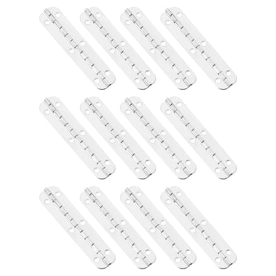 Harfington Uxcell Mini Oval Hinges, 180 Degree Long Folding Butt Hinges, Jewelry Gift Box Hinge, Cabinet Gate Door Hinge with Screws, 65x15mm White Nickel, 12 Pcs