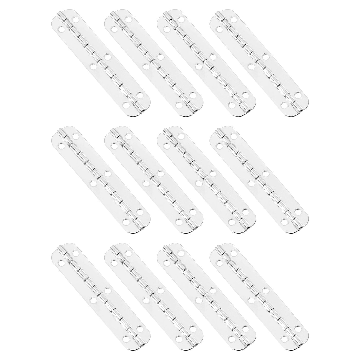 uxcell Uxcell Mini Oval Hinges, 180 Degree Long Folding Butt Hinges, Jewelry Gift Box Hinge, Cabinet Gate Door Hinge with Screws, 65x15mm White Nickel, 12 Pcs