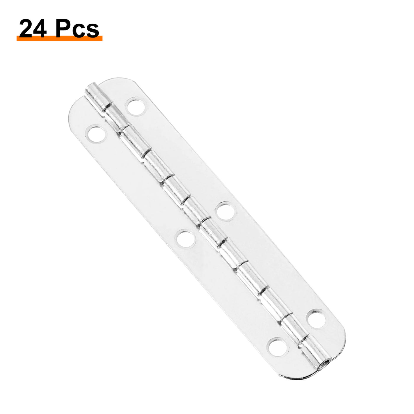 uxcell Uxcell Mini Oval Hinges, 180 Degree Long Folding Butt Hinges, Jewelry Gift Box Hinge, Cabinet Gate Door Hinge with Screws, 65x15mm White Nickel, 24 Pcs