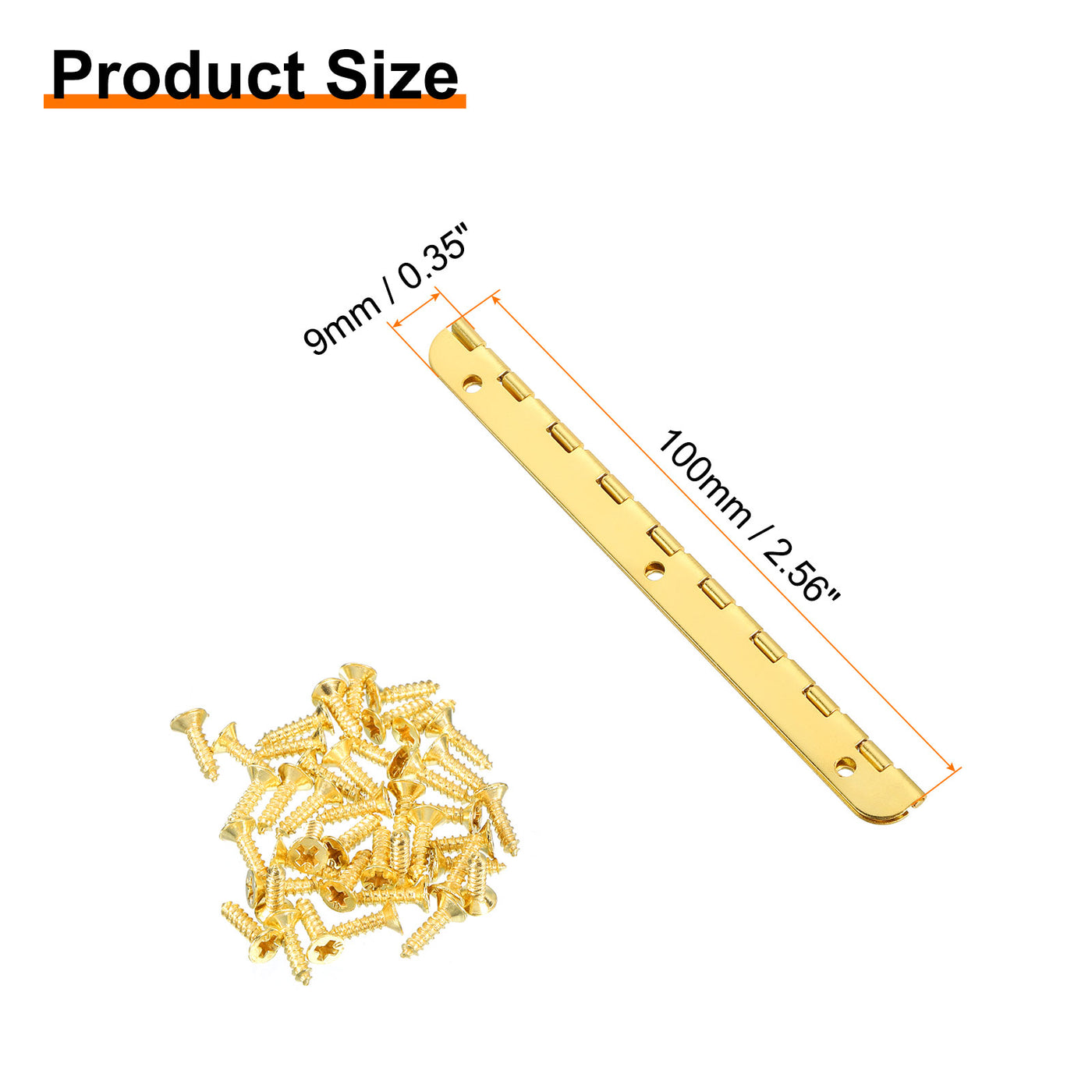 uxcell Uxcell Mini Oval Hinges, 90 Degree Long Folding Butt Hinges, Jewelry Gift Box Hinge, Cabinet Gate Door Hinge with Screws, 100x9mm Gold, 4 Pcs