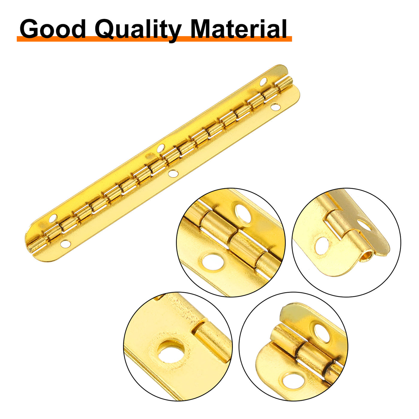 uxcell Uxcell Mini Oval Hinges, 90 Degree Long Folding Butt Hinges, Jewelry Gift Box Hinge, Cabinet Gate Door Hinge with Screws, 100x9mm Gold, 4 Pcs