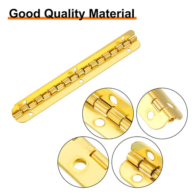 Harfington Uxcell Mini Oval Hinges, 90 Degree Long Folding Butt Hinges, Jewelry Gift Box Hinge, Cabinet Gate Door Hinge with Screws, 100x9mm Gold, 4 Pcs