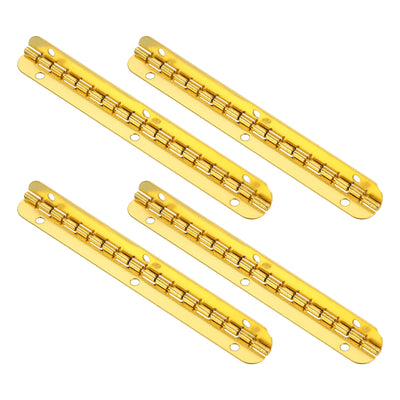 Harfington Uxcell Mini Oval Hinges, 90 Degree Long Folding Butt Hinges, Jewelry Gift Box Hinge, Cabinet Gate Door Hinge with Screws, 100x9mm Gold, 4 Pcs