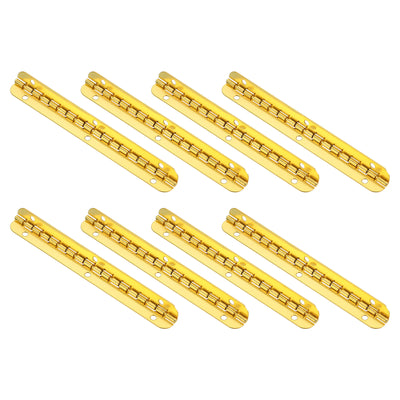 Harfington Uxcell Mini Oval Hinges, 90 Degree Long Folding Butt Hinges, Jewelry Gift Box Hinge, Cabinet Gate Door Hinge with Screws, 100x9mm Gold, 8 Pcs