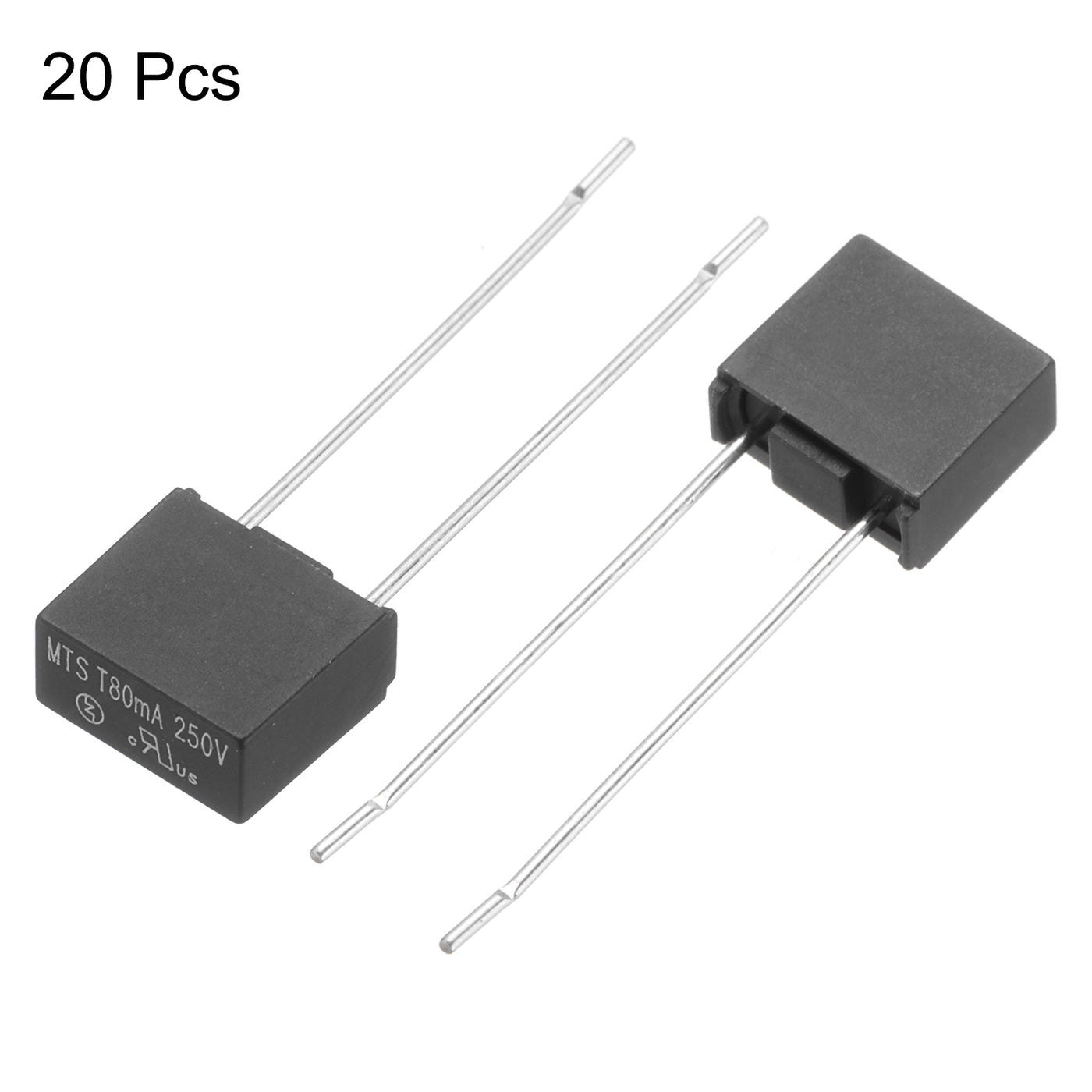 uxcell Uxcell 20 Stück DIP-Montierte Miniatur-Quadrat-Träge Mikro-Sicherung für Elektronikteile PCB LCD Reparatur, T80mA 80mA 250V, Schwarz