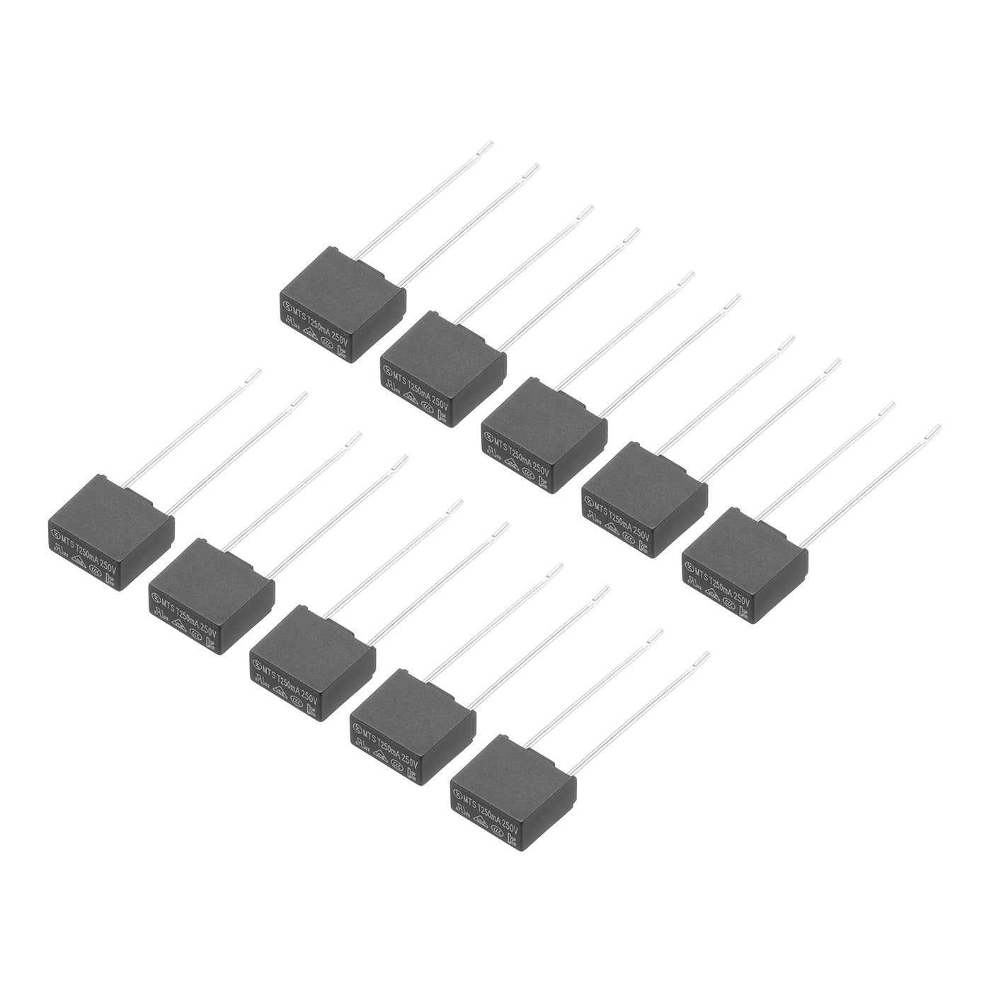 uxcell Uxcell 10 Stück DIP-Montierte Miniatur-Quadrat-Träge Mikro-Sicherung für Elektronikteile PCB LCD Reparatur, T250mA 250mA 250V, Schwarz