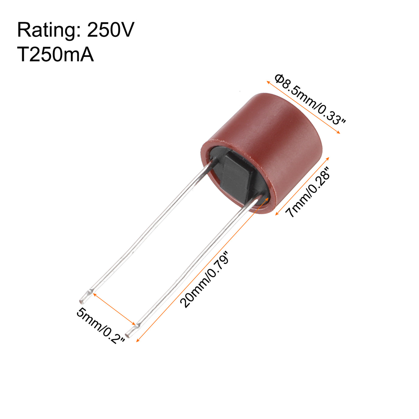 uxcell Uxcell 30 Stück Zylindrische DIP-Montierte Miniatur Runde Träge Mikro Sicherung für Elektronische Teile PCB LCD Reparatur, T250mA 250mA 250V, Rot