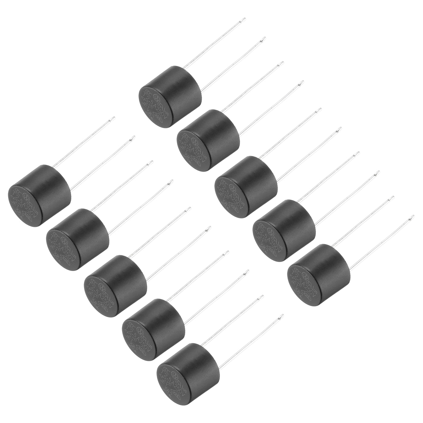 uxcell Uxcell 10 Stück Zylindrische DIP-Montierte Miniatur-Rundlangsame Schmelzsicherung für Elektronikteile PCB LCD-Reparatur, T2.5A 2.5A 250V, Schwarz