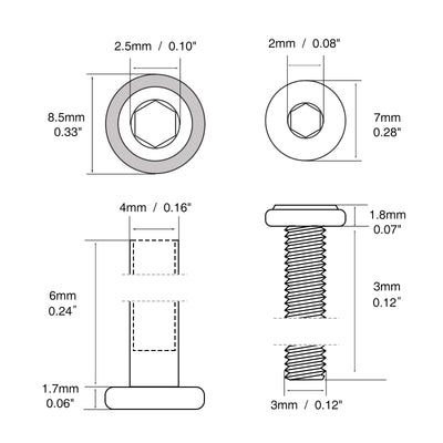 Harfington M3x6mm Hex Drive Socket Cap Binding Barrels and Screws 304 Stainless Steel 20sets