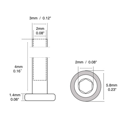 Harfington M2/M3/M4/M5 Binding Barrels (ONLY, NOT INCLUDE SCREWS) Hex Socket Drive 18-8 Stainless Steel