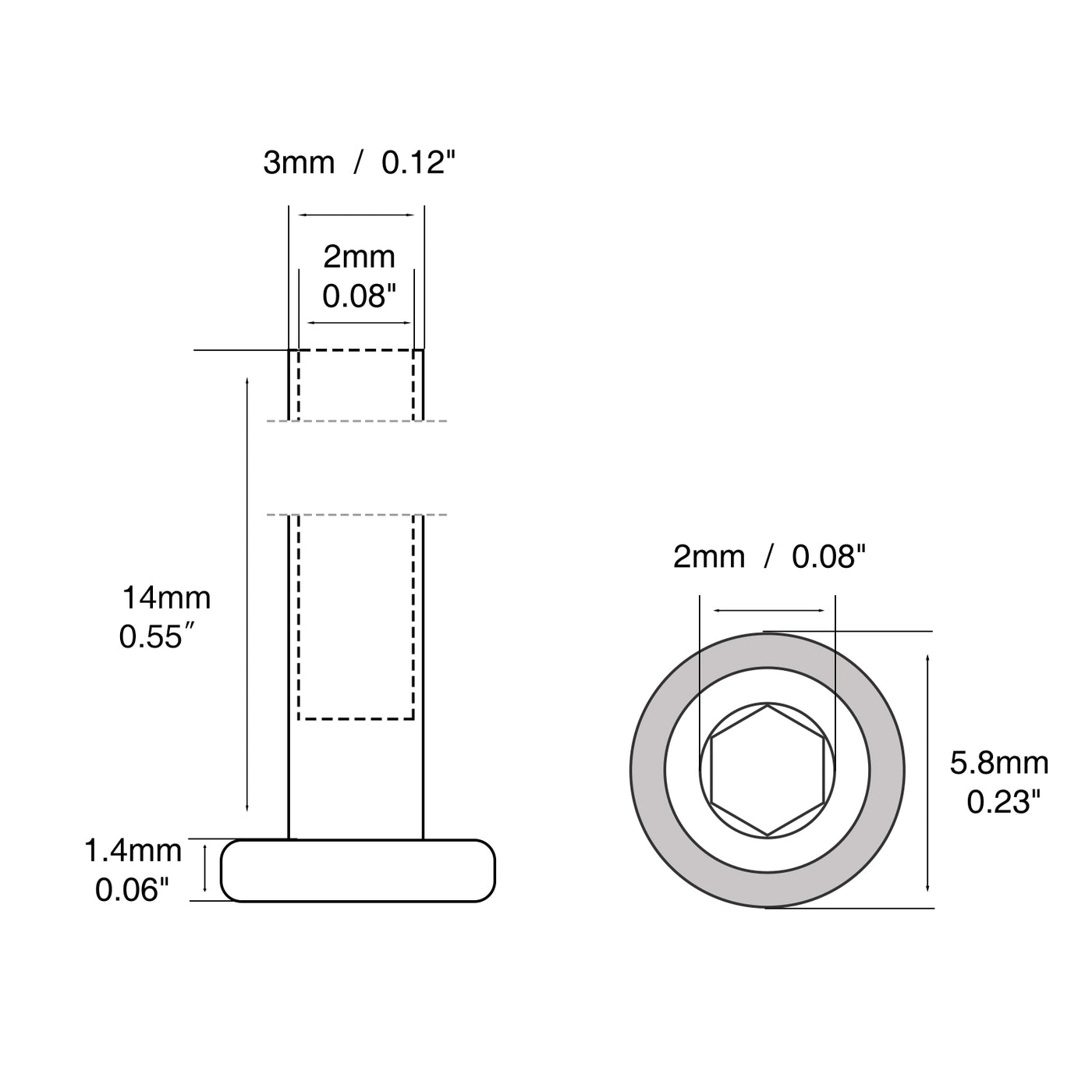 Harfington M2/M3/M4/M5 Binding Barrels (ONLY, NOT INCLUDE SCREWS) Hex Socket Drive 18-8 Stainless Steel