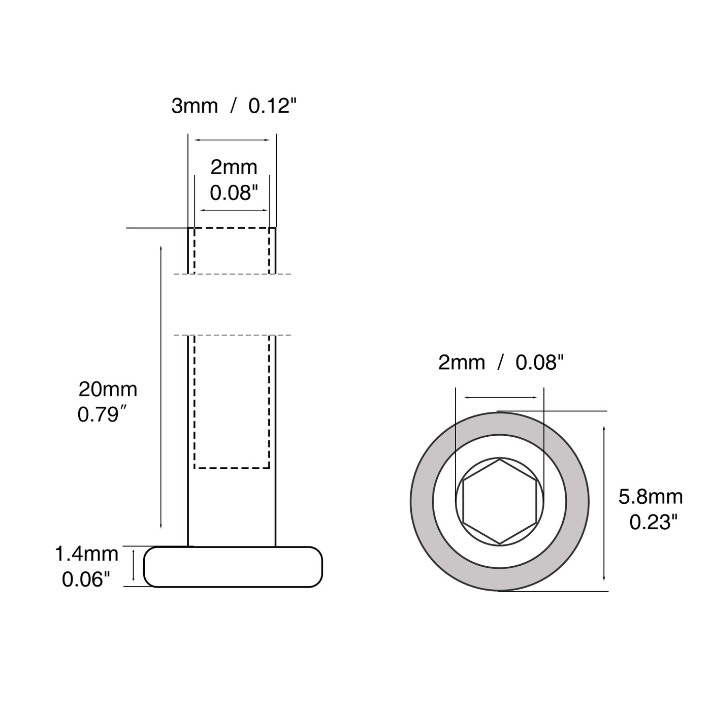 Harfington M2/M3/M4/M5 Binding Barrels (ONLY, NOT INCLUDE SCREWS) Hex Socket Drive 18-8 Stainless Steel