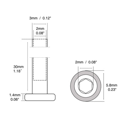 Harfington M2/M3/M4/M5 Binding Barrels (ONLY, NOT INCLUDE SCREWS) Hex Socket Drive 18-8 Stainless Steel