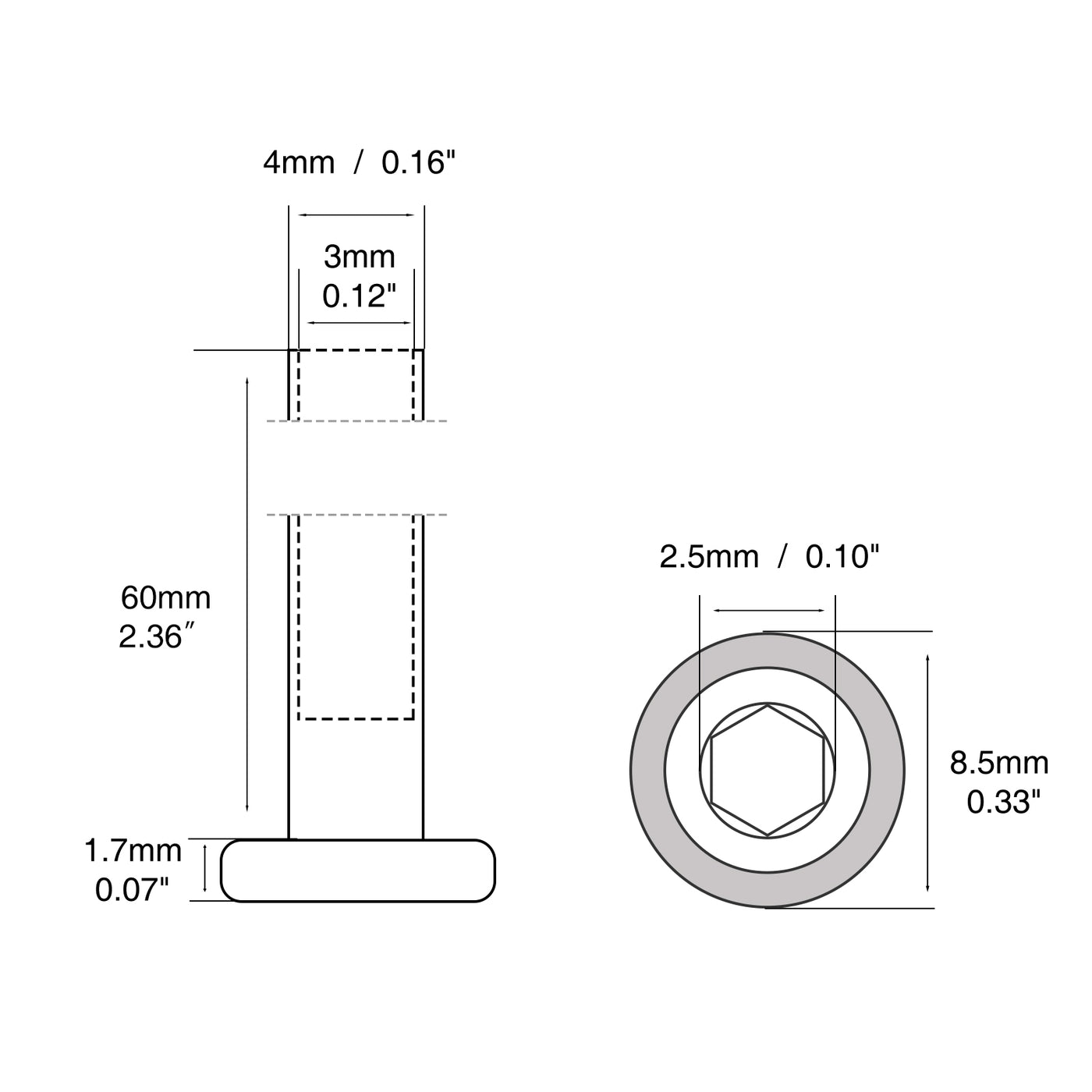 Harfington M2/M3/M4/M5 Binding Barrels (ONLY, NOT INCLUDE SCREWS) Hex Socket Drive 18-8 Stainless Steel