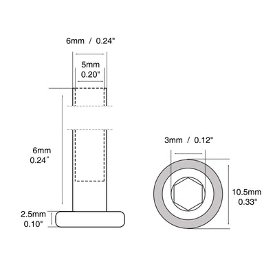 Harfington M2/M3/M4/M5 Binding Barrels (ONLY, NOT INCLUDE SCREWS) Hex Socket Drive 18-8 Stainless Steel