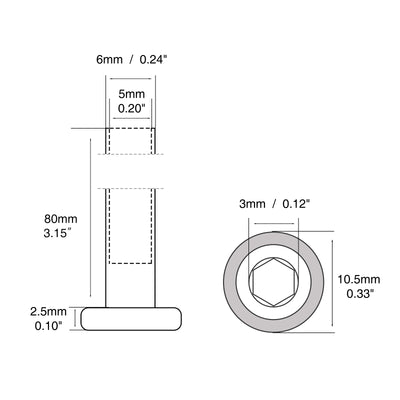 Harfington M2/M3/M4/M5 Binding Barrels (ONLY, NOT INCLUDE SCREWS) Hex Socket Drive 18-8 Stainless Steel