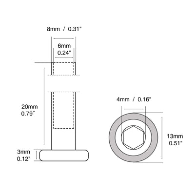 Harfington M6/M8/M10 Binding Barrels (ONLY, NOT INCLUDE SCREWS) Hex Socket Drive 18-8 Stainless Steel