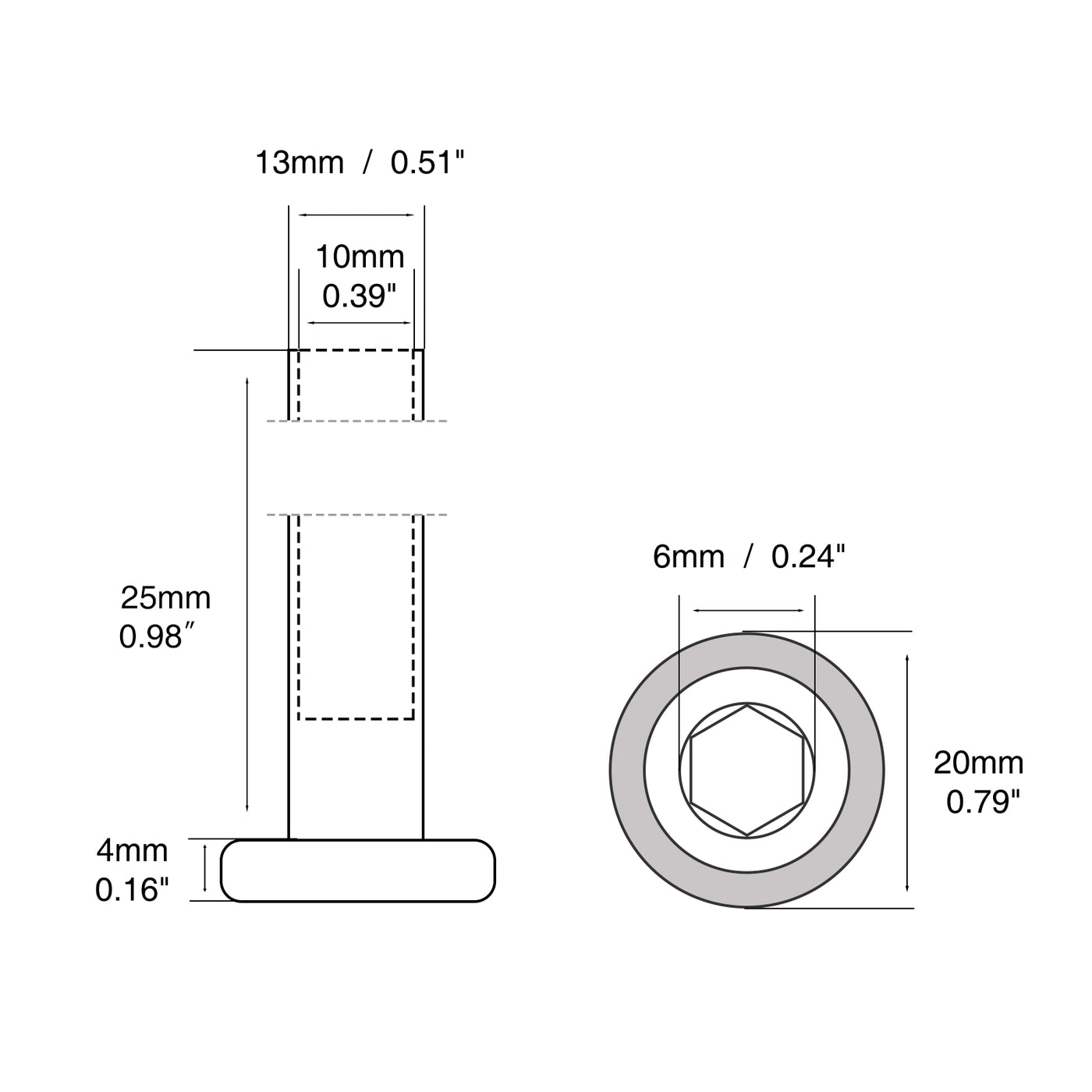 Harfington M6/M8/M10 Binding Barrels (ONLY, NOT INCLUDE SCREWS) Hex Socket Drive 18-8 Stainless Steel