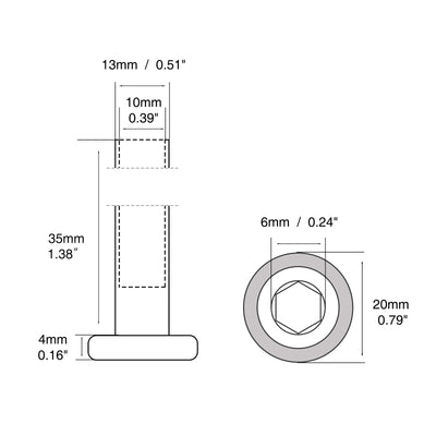 Harfington M6/M8/M10 Binding Barrels (ONLY, NOT INCLUDE SCREWS) Hex Socket Drive 18-8 Stainless Steel