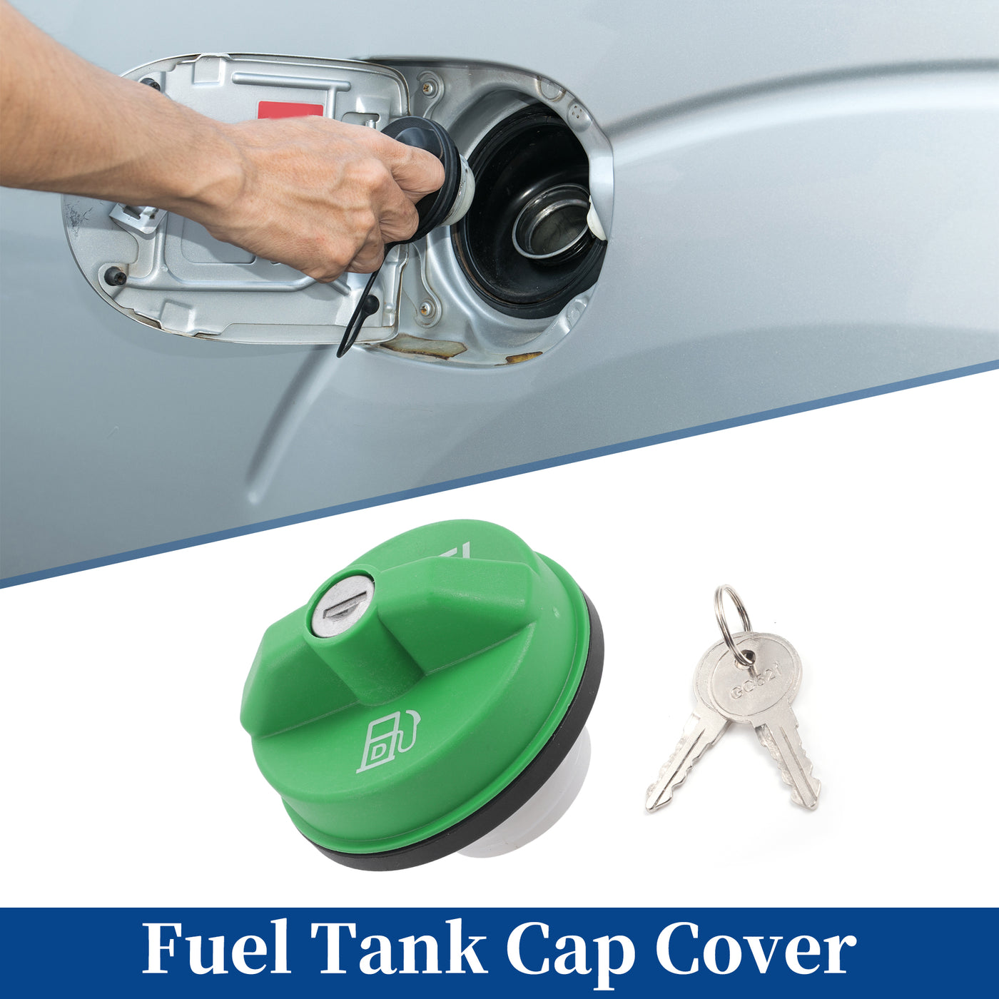 ACROPIX Plastic Locking Gas Cap Lock Fuel Tank Cap Green Fit for Chevrolet C10 C2500 C3500 with Keys - Pack of 3