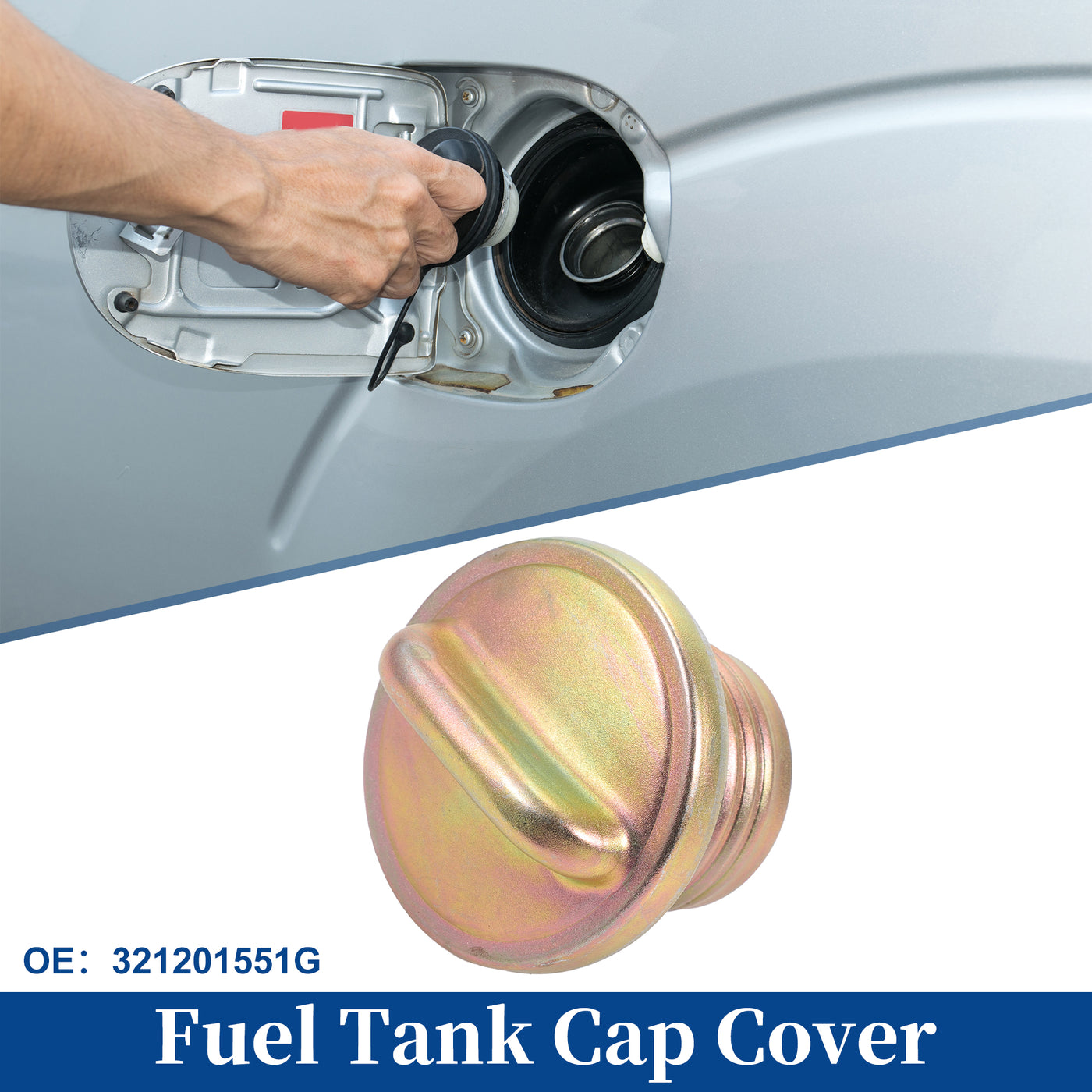 ACROPIX Metal Gas Fuel Cap Fuel Tank Cap Bronze Tone Fit for Porsche 911 914 No.321201551G - Pack of 1