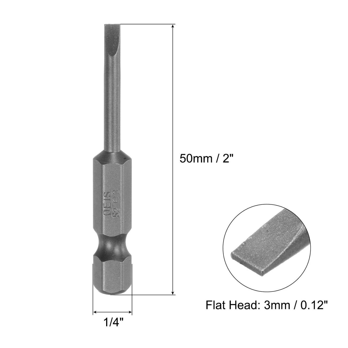 uxcell Uxcell 4 Pcs 3mm Slotted Screwdriver Bits 1/4" Hex Shank for Power Screwdriver