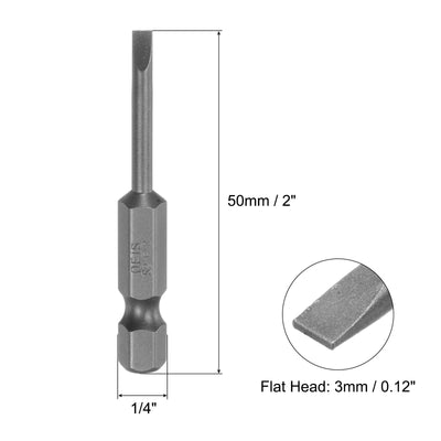 Harfington Uxcell 4 Pcs 3mm Slotted Screwdriver Bits 1/4" Hex Shank for Power Screwdriver