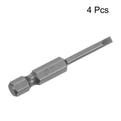 Harfington Uxcell 4 Pcs 3mm Slotted Screwdriver Bits 1/4" Hex Shank for Power Screwdriver